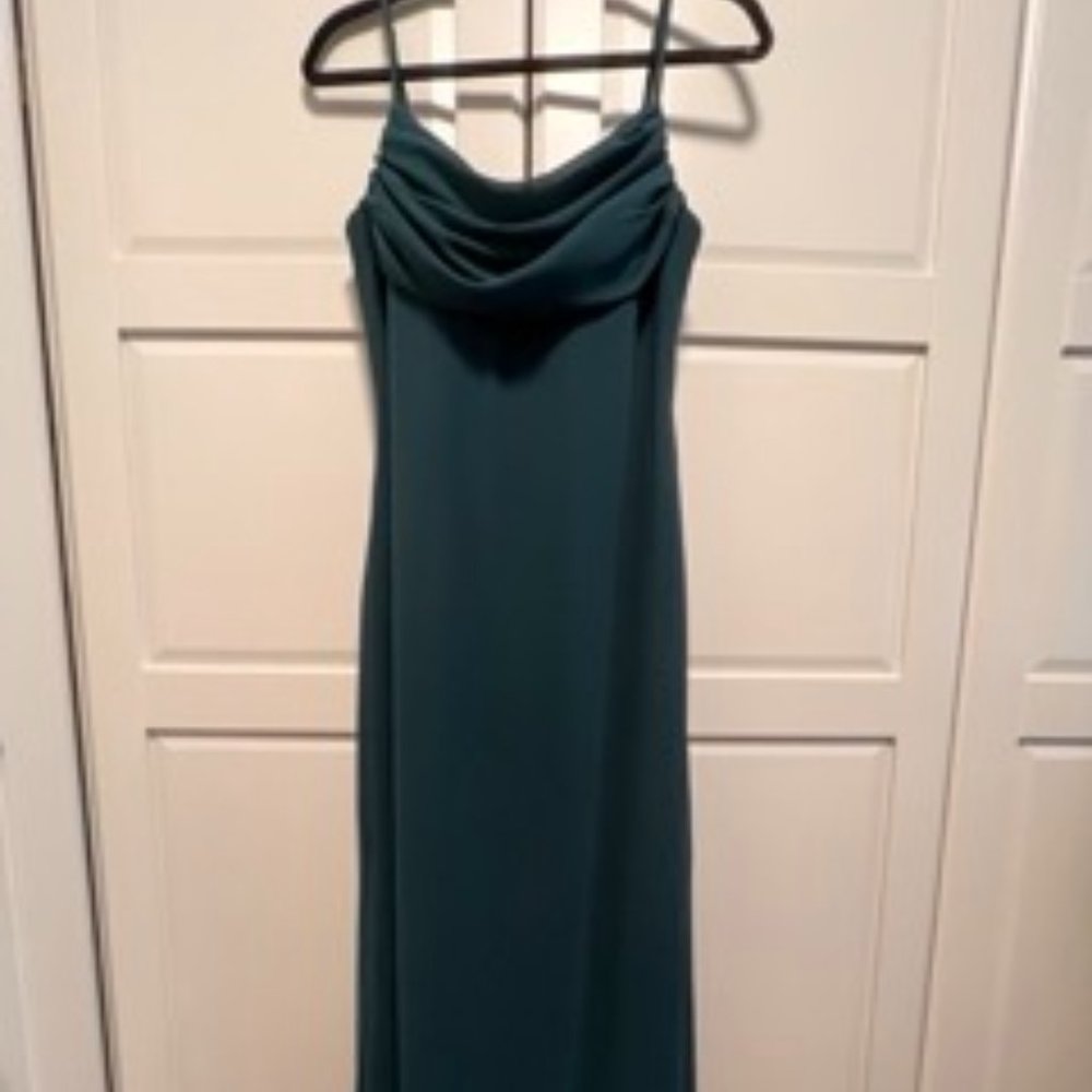 Lulus Captivated Cowl Neck Gown Emerald Green Size 8